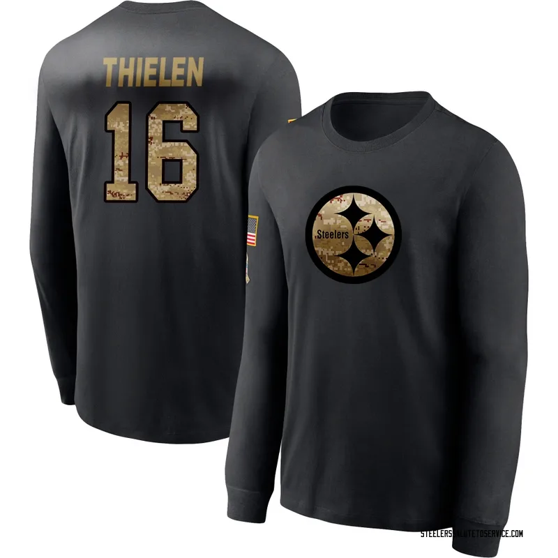 Men's Adam Thielen Pittsburgh Steelers Black 2020 Salute To Service Sideline Performance Long Sleeve T-Shirt