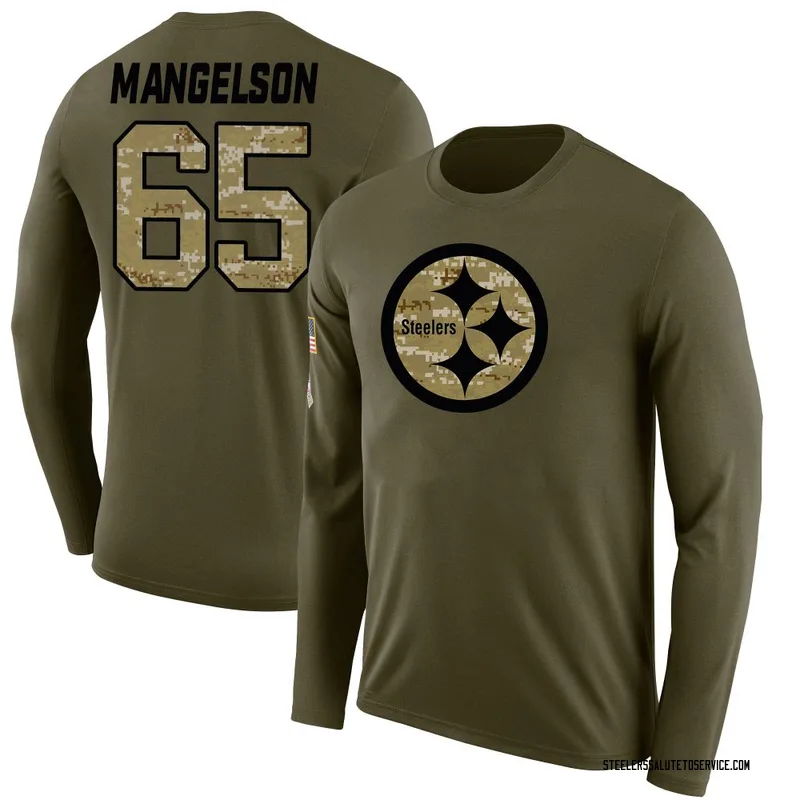 Men's Blake Mangelson Pittsburgh Steelers Legend Olive Salute to Service Sideline Long Sleeve T-Shirt