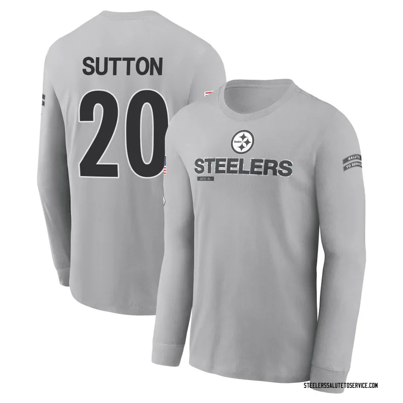 Men's Cameron Sutton Pittsburgh Steelers Gray 2024 Salute to Service Long Sleeve T-Shirt