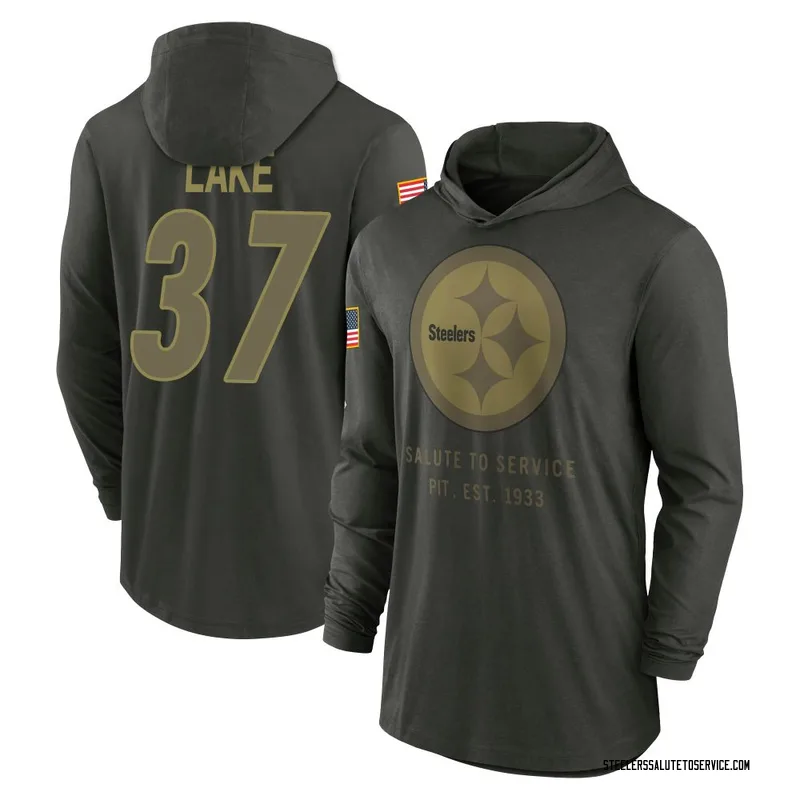 Men's Carnell Lake Pittsburgh Steelers Green Forest/ 2025 Salute to Service Sideline Lightweight Hooded Pullover Long Sleeve T-S