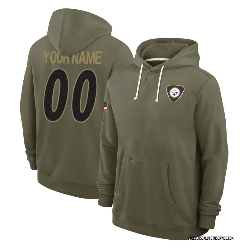 Men's Custom Pittsburgh Steelers Olive 2025 Salute to Service Hoodie