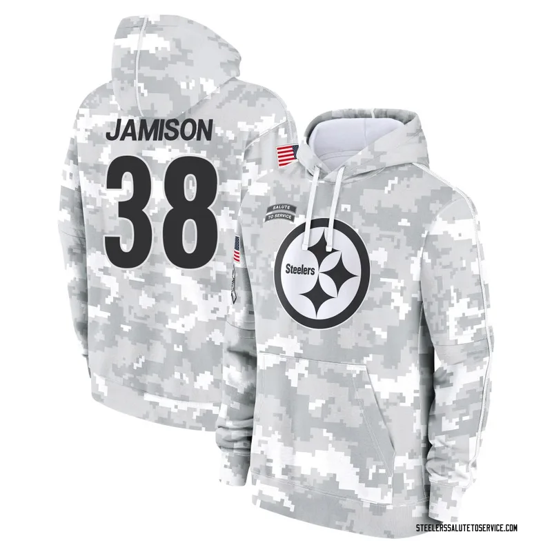 Men's D'Shawn Jamison Pittsburgh Steelers Camo Arctic 2024 Salute to Service Club Fleece Pullover Hoodie