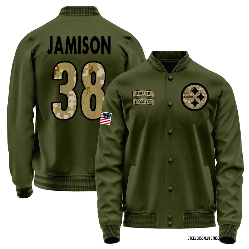 Men's D'Shawn Jamison Pittsburgh Steelers Olive Salute to Service Sideline Performance Jacket