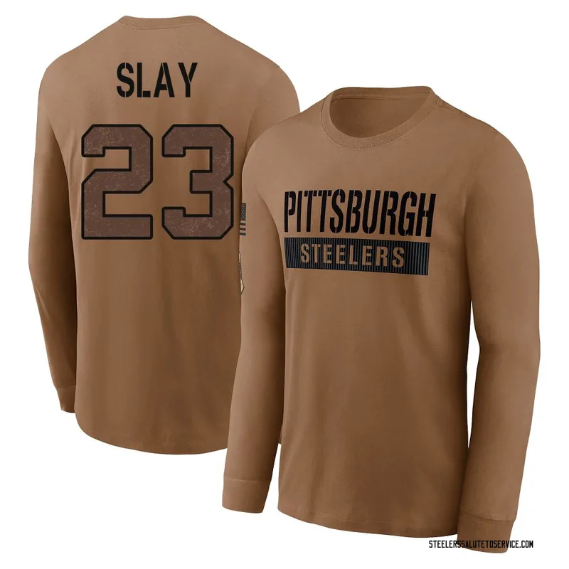 Men's Darius Slay Pittsburgh Steelers Brown 2023 Salute To Service Long Sleeve T-Shirt