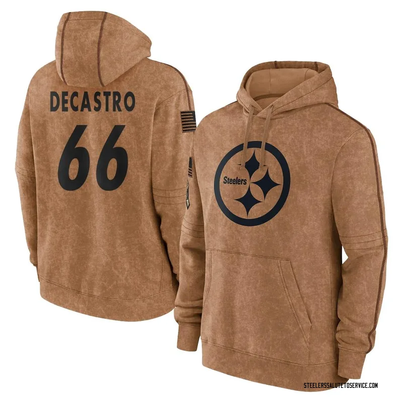 Men's David DeCastro Pittsburgh Steelers Brown 2023 Salute To Service Club Pullover Hoodie