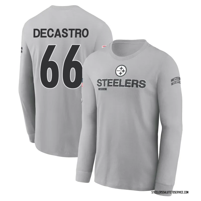 Men's David DeCastro Pittsburgh Steelers Gray 2024 Salute to Service Long Sleeve T-Shirt