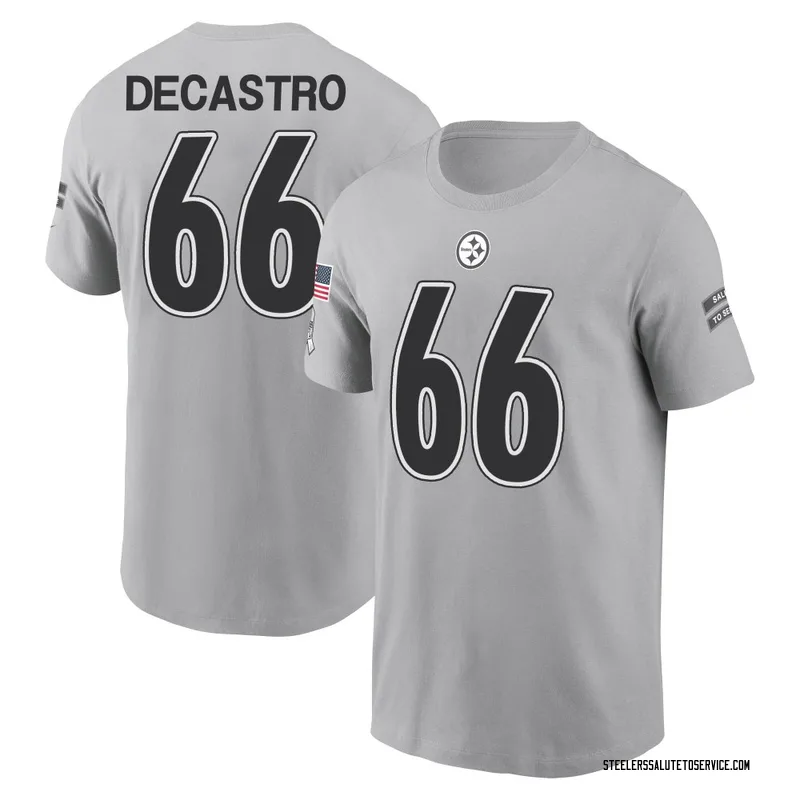 Men's David DeCastro Pittsburgh Steelers Gray 2024 Salute to Service Name & Number T-Shirt