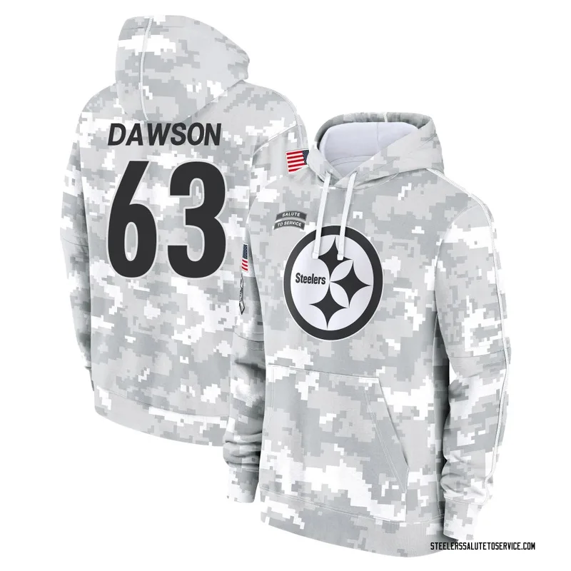 Men's Dermontti Dawson Pittsburgh Steelers Camo Arctic 2024 Salute to Service Club Fleece Pullover Hoodie