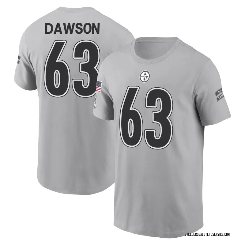 Men's Dermontti Dawson Pittsburgh Steelers Gray 2024 Salute to Service Name & Number T-Shirt