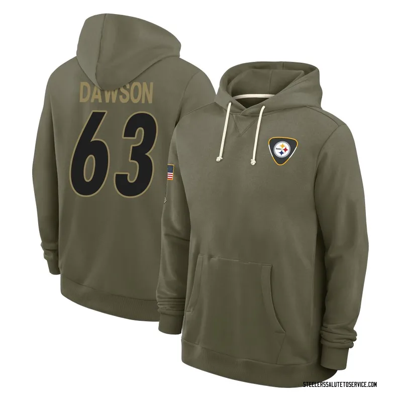 Men's Dermontti Dawson Pittsburgh Steelers Olive 2025 Salute to Service Hoodie