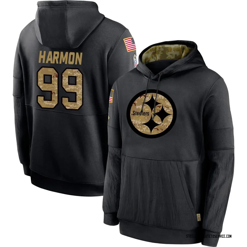 Men's Derrick Harmon Pittsburgh Steelers Black 2020 Salute to Service Sideline Performance Pullover Hoodie