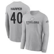 Men's Devin Harper Pittsburgh Steelers Gray 2024 Salute to Service Long Sleeve T-Shirt