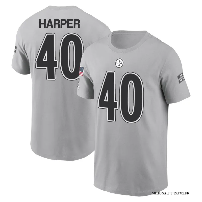 Men's Devin Harper Pittsburgh Steelers Gray 2024 Salute to Service Name & Number T-Shirt