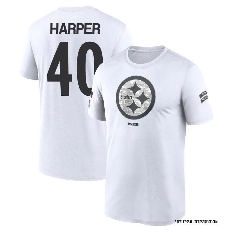 Men's Devin Harper Pittsburgh Steelers Legend White 2024 Salute to Service Performance T-Shirt