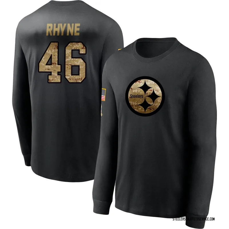 Men's Forrest Rhyne Pittsburgh Steelers Black 2020 Salute To Service Sideline Performance Long Sleeve T-Shirt