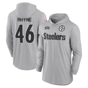 Men's Forrest Rhyne Pittsburgh Steelers Gray 2024 Salute to Service Lightweight Performance Long Sleeve Hooded T-Shirt