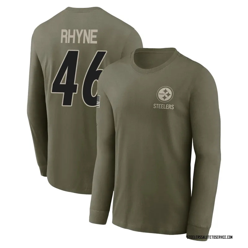 Men's Forrest Rhyne Pittsburgh Steelers Olive 2025 Salute to Service Sideline Long Sleeve T-Shirt
