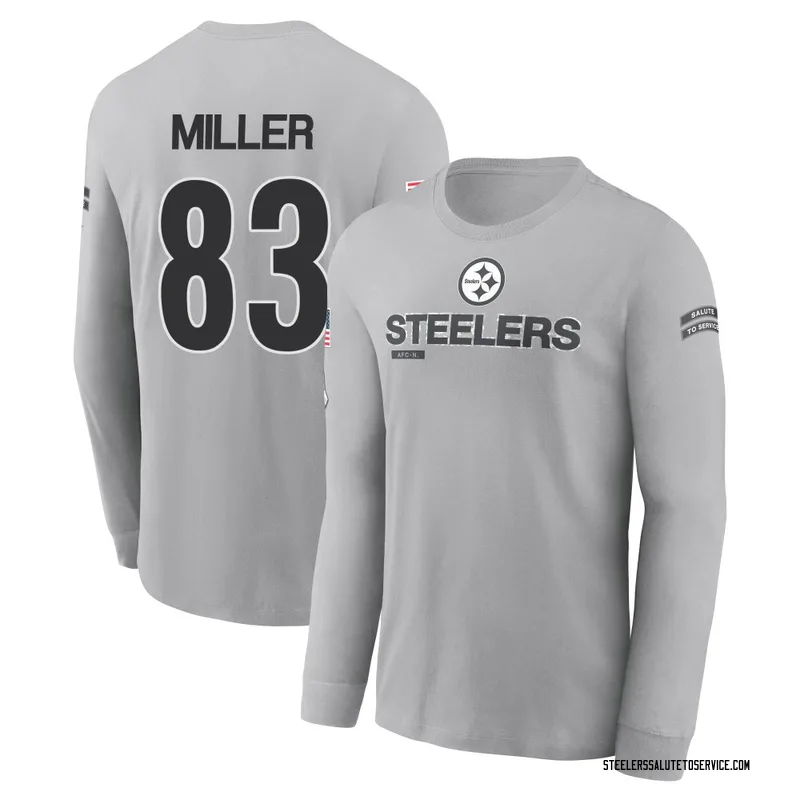 Men's Heath Miller Pittsburgh Steelers Gray 2024 Salute to Service Long Sleeve T-Shirt