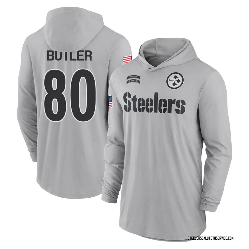 Men's Jack Butler Pittsburgh Steelers Gray 2024 Salute to Service Lightweight Performance Long Sleeve Hooded T-Shirt