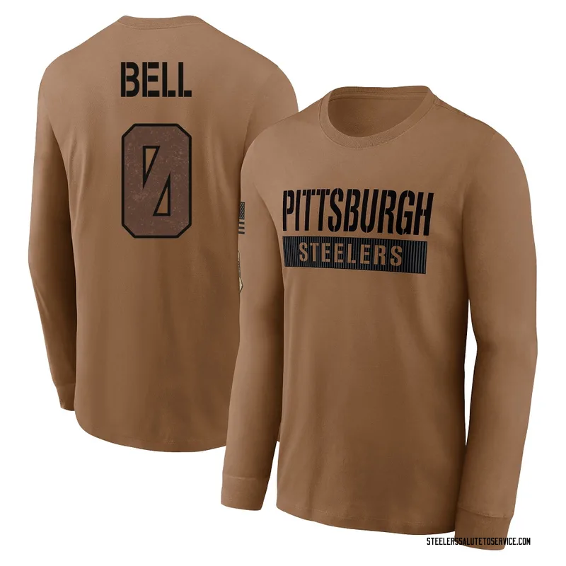 Men's Jaheim Bell Pittsburgh Steelers Brown 2023 Salute To Service Long Sleeve T-Shirt