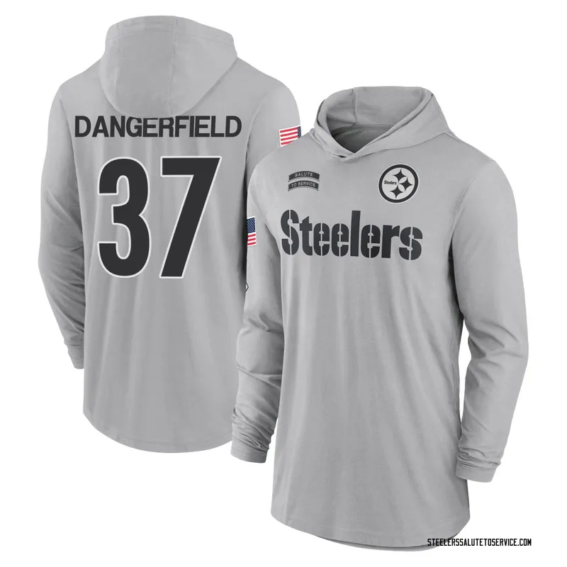 Men's Jordan Dangerfield Pittsburgh Steelers Gray 2024 Salute to Service Lightweight Performance Long Sleeve Hooded T-Shirt