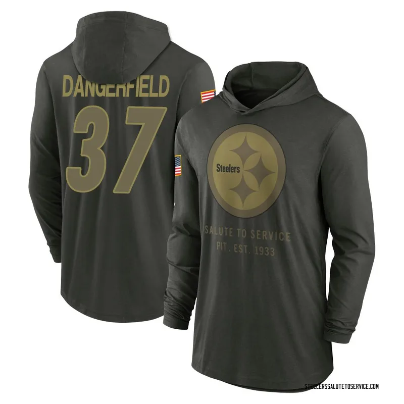 Men's Jordan Dangerfield Pittsburgh Steelers Green Forest/ 2025 Salute to Service Sideline Lightweight Hooded Pullover Long Slee