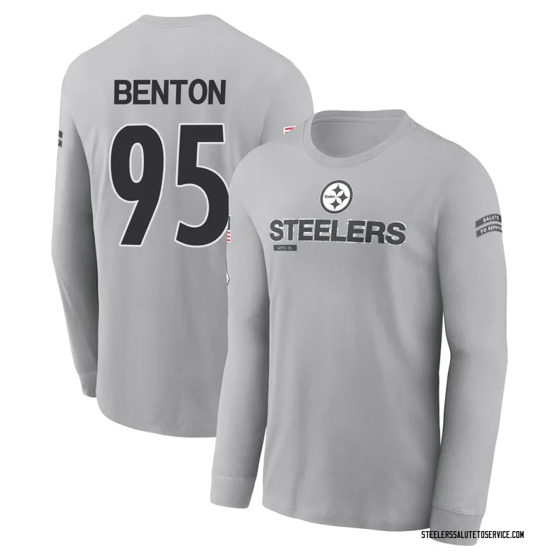 Men's Keeanu Benton Pittsburgh Steelers Gray 2024 Salute to Service Long Sleeve T-Shirt
