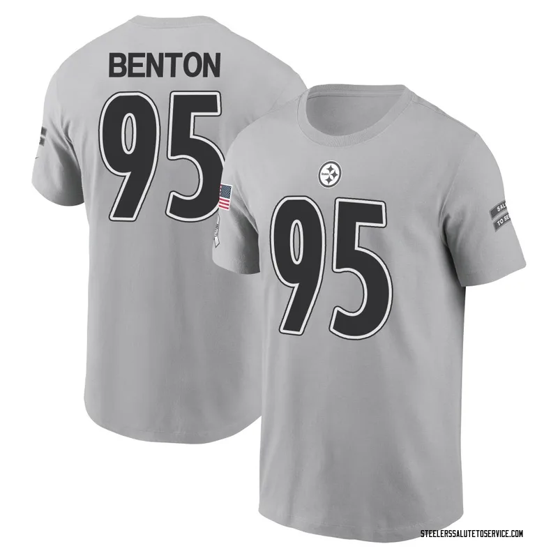 Men's Keeanu Benton Pittsburgh Steelers Gray 2024 Salute to Service Name & Number T-Shirt