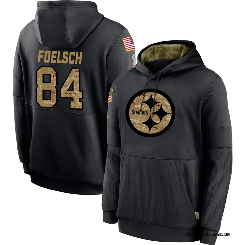 Men's Kevin Foelsch Pittsburgh Steelers Black 2020 Salute to Service Sideline Performance Pullover Hoodie