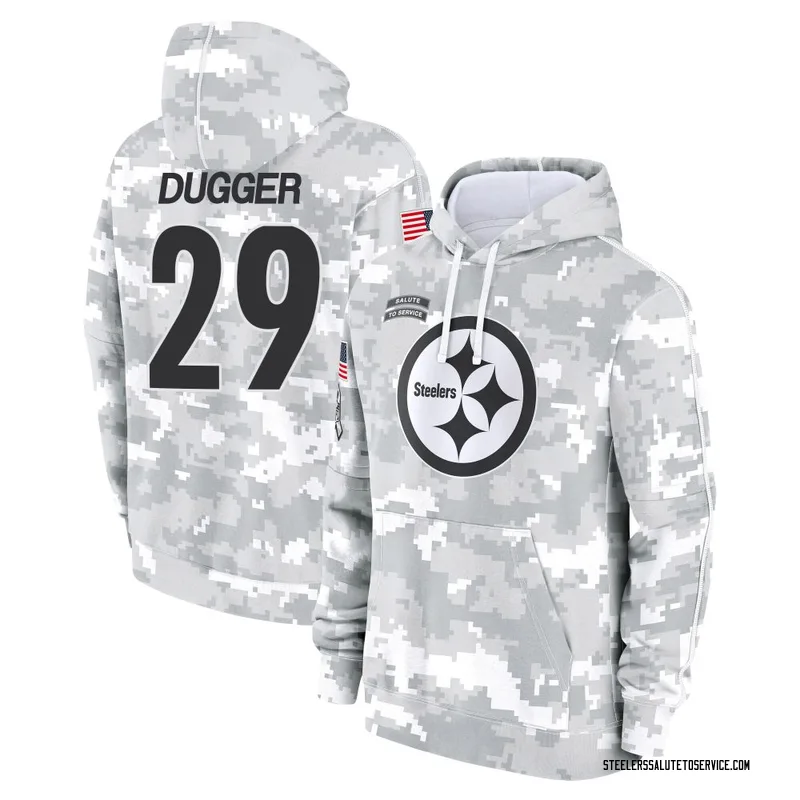 Men's Kyle Dugger Pittsburgh Steelers Camo Arctic 2024 Salute to Service Club Fleece Pullover Hoodie