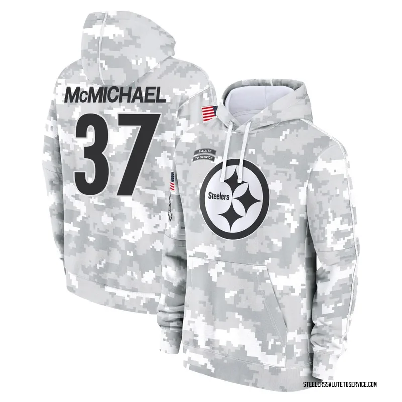Men's Kyler McMichael Pittsburgh Steelers Camo Arctic 2024 Salute to Service Club Fleece Pullover Hoodie