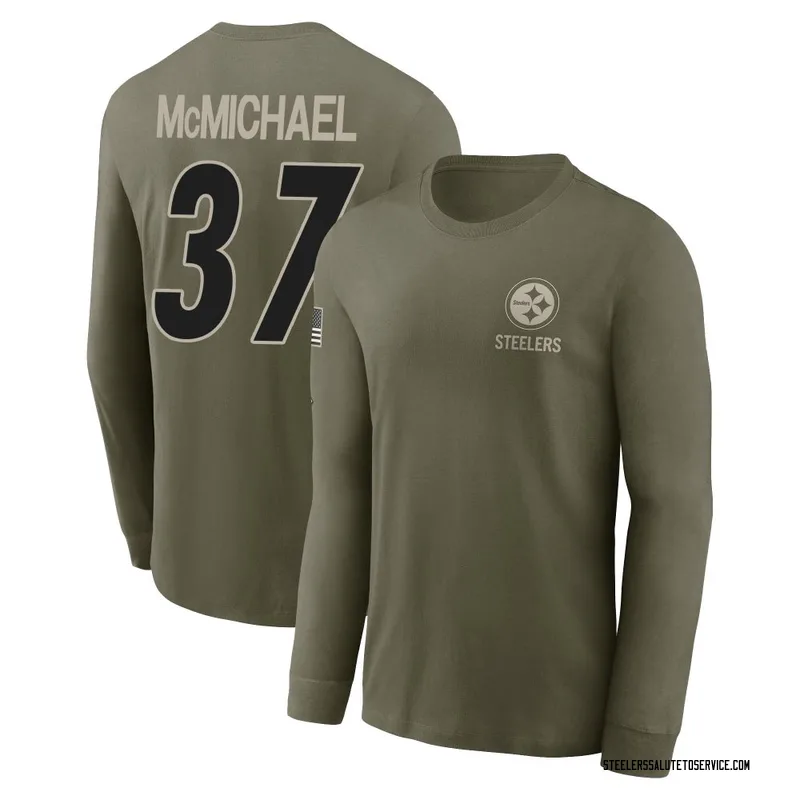 Men's Kyler McMichael Pittsburgh Steelers Olive 2025 Salute to Service Sideline Long Sleeve T-Shirt