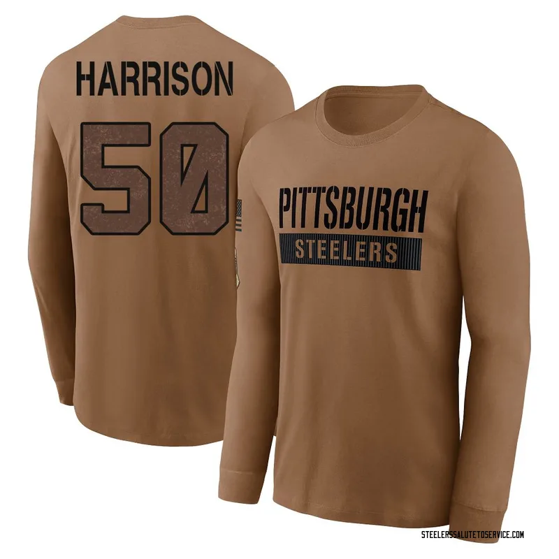 Men's Malik Harrison Pittsburgh Steelers Brown 2023 Salute To Service Long Sleeve T-Shirt