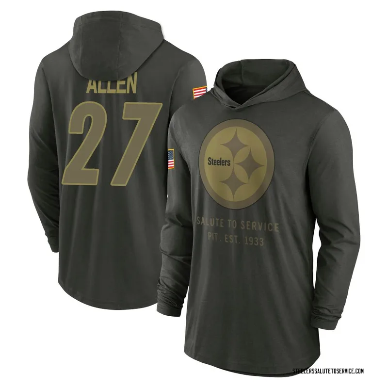 Men's Marcus Allen Pittsburgh Steelers Green Forest/ 2025 Salute to Service Sideline Lightweight Hooded Pullover Long Sleeve T-S