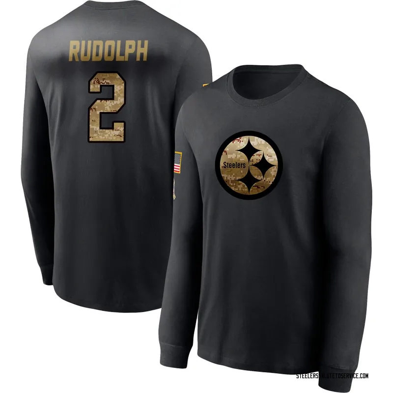 Men's Mason Rudolph Pittsburgh Steelers Black 2020 Salute To Service Sideline Performance Long Sleeve T-Shirt