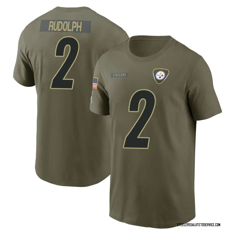 Men's Mason Rudolph Pittsburgh Steelers Olive 2025 Salute to Service Name & Number T-Shirt