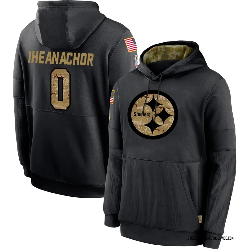 Men's Max Iheanachor Pittsburgh Steelers Black 2020 Salute to Service Sideline Performance Pullover Hoodie