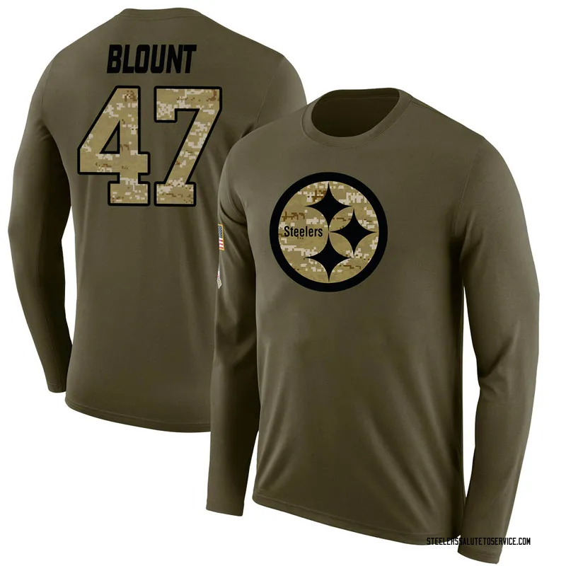 Men's Mel Blount Pittsburgh Steelers Legend Olive Salute to Service Sideline Long Sleeve T-Shirt