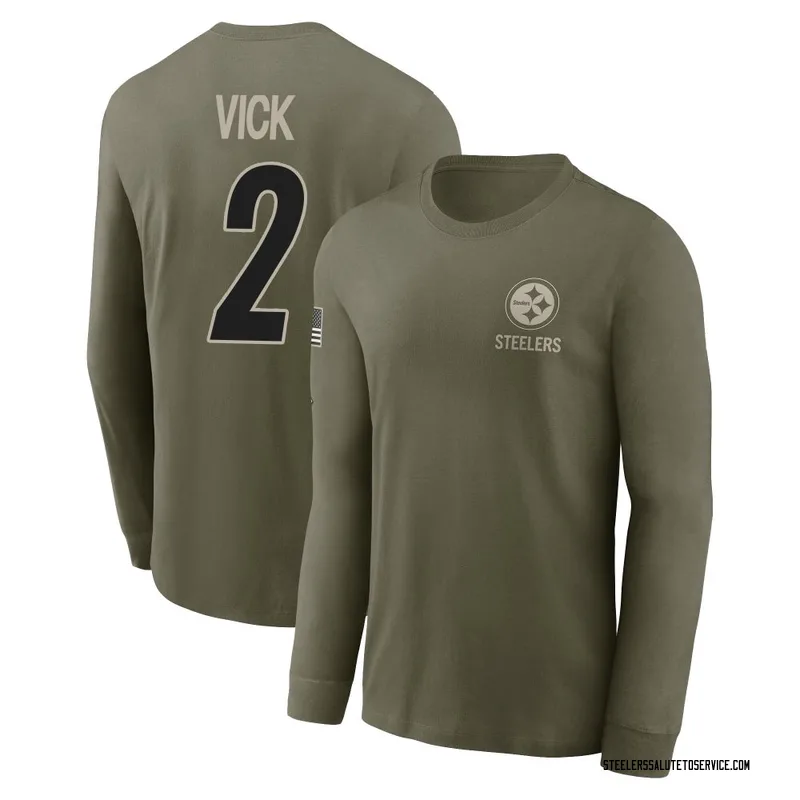 Men's Mike Vick Pittsburgh Steelers Olive 2025 Salute to Service Sideline Long Sleeve T-Shirt