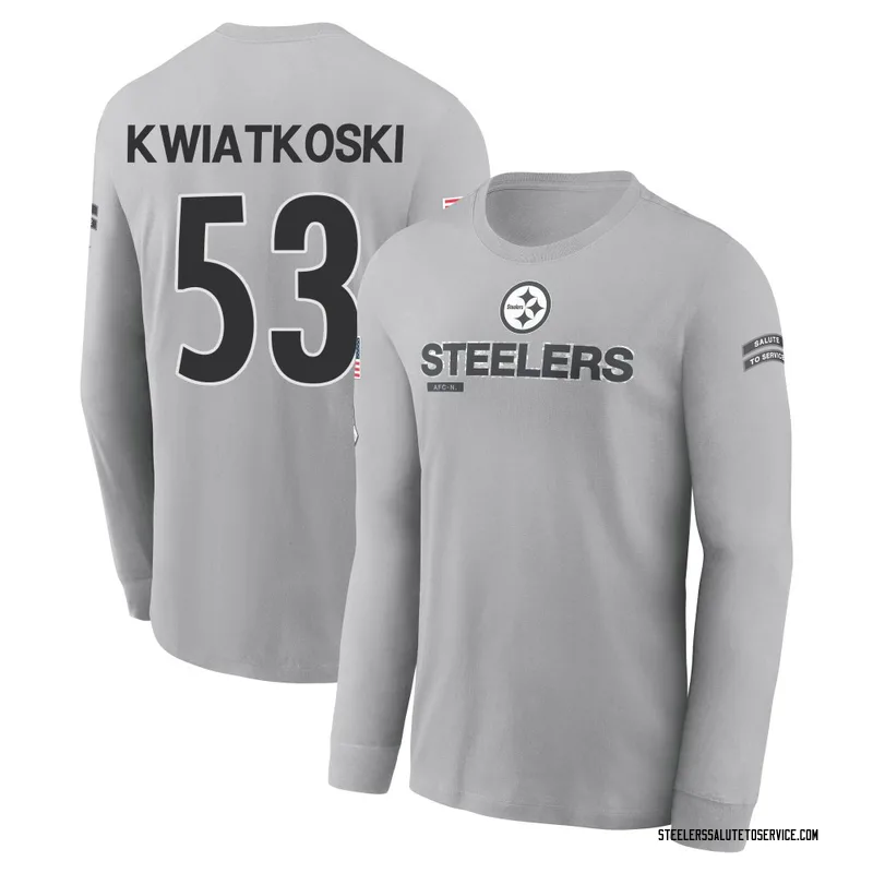Men's Nick Kwiatkoski Pittsburgh Steelers Gray 2024 Salute to Service Long Sleeve T-Shirt