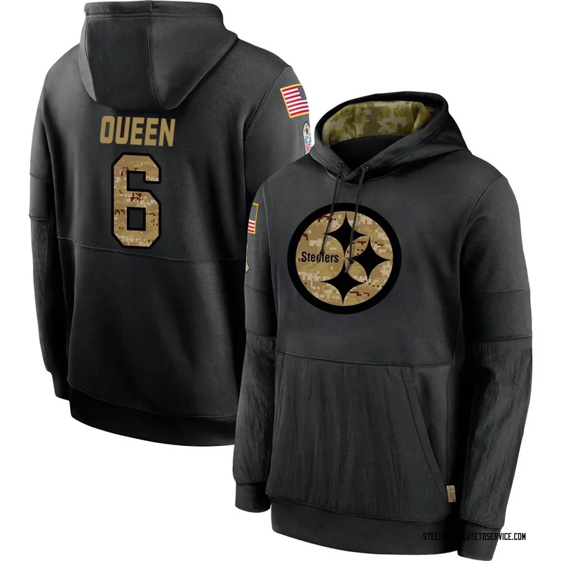 Men's Patrick Queen Pittsburgh Steelers Black 2020 Salute to Service Sideline Performance Pullover Hoodie