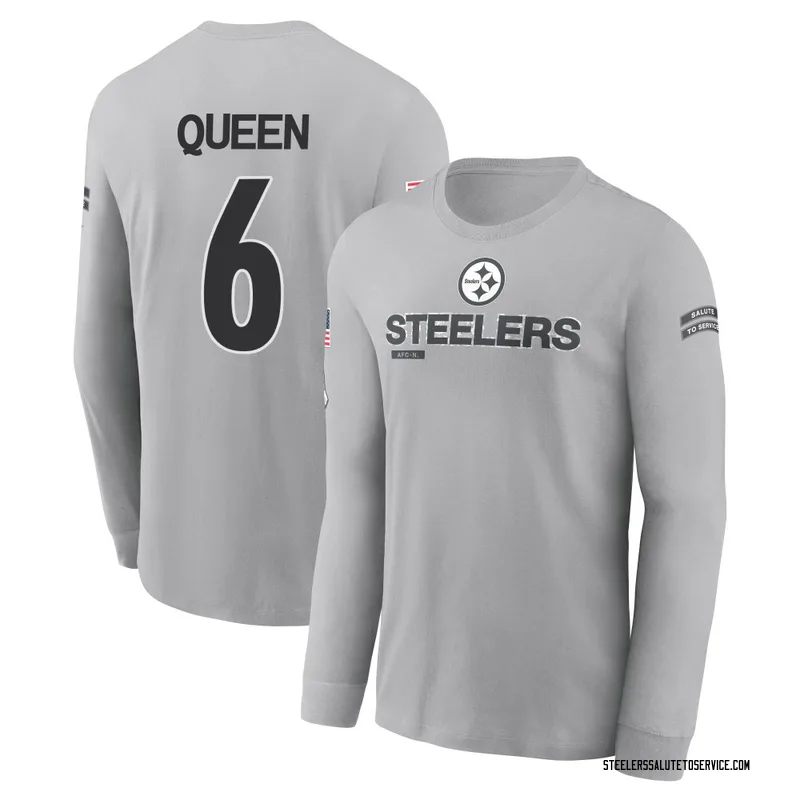 Men's Patrick Queen Pittsburgh Steelers Gray 2024 Salute to Service Long Sleeve T-Shirt