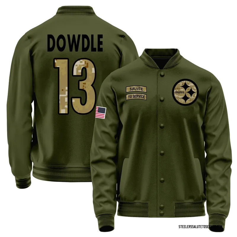 Men's Rico Dowdle Pittsburgh Steelers Olive Salute to Service Sideline Performance Jacket