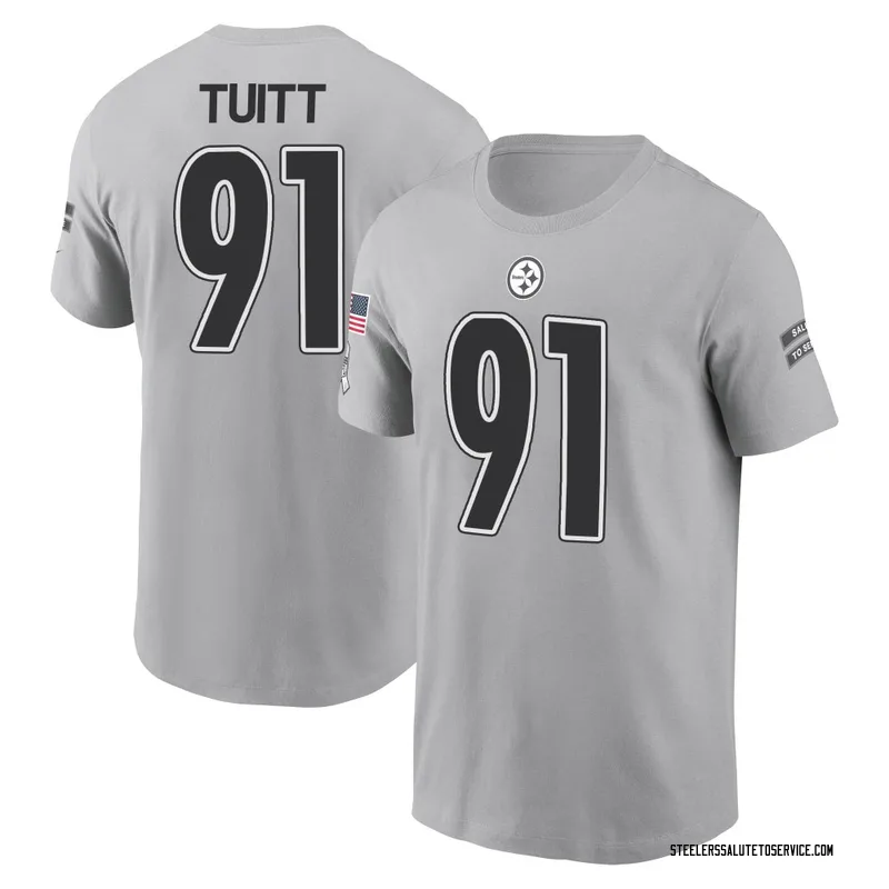 Men's Stephon Tuitt Pittsburgh Steelers Gray 2024 Salute to Service Name & Number T-Shirt