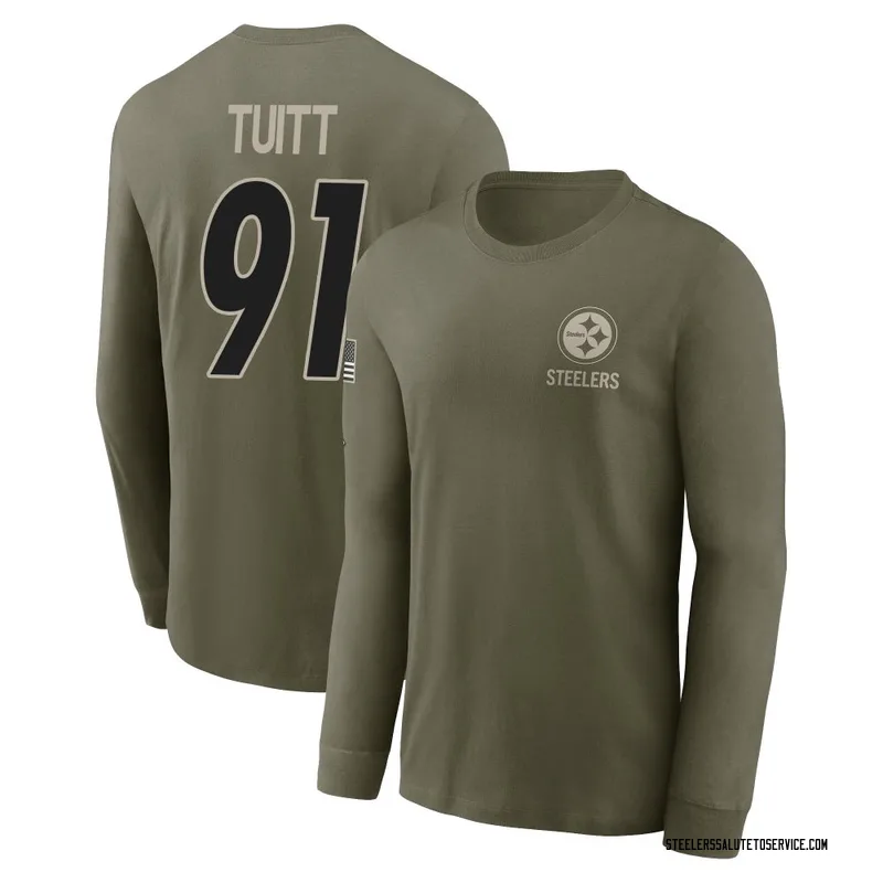Men's Stephon Tuitt Pittsburgh Steelers Olive 2025 Salute to Service Sideline Long Sleeve T-Shirt