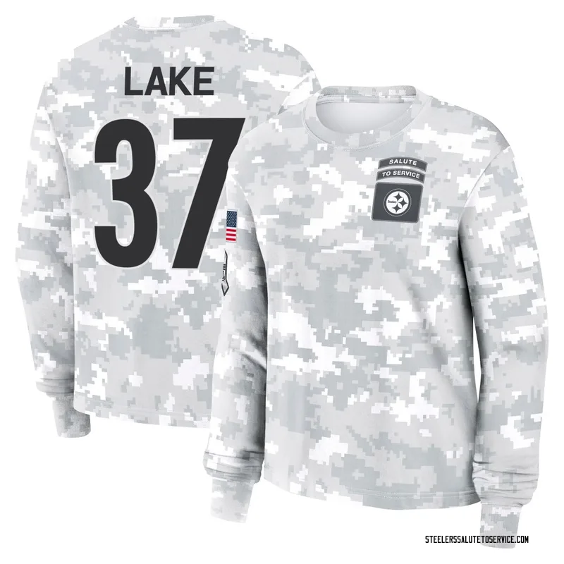 Women's Carnell Lake Pittsburgh Steelers Camo Arctic 2024 Salute to Service Long Sleeve T-Shirt