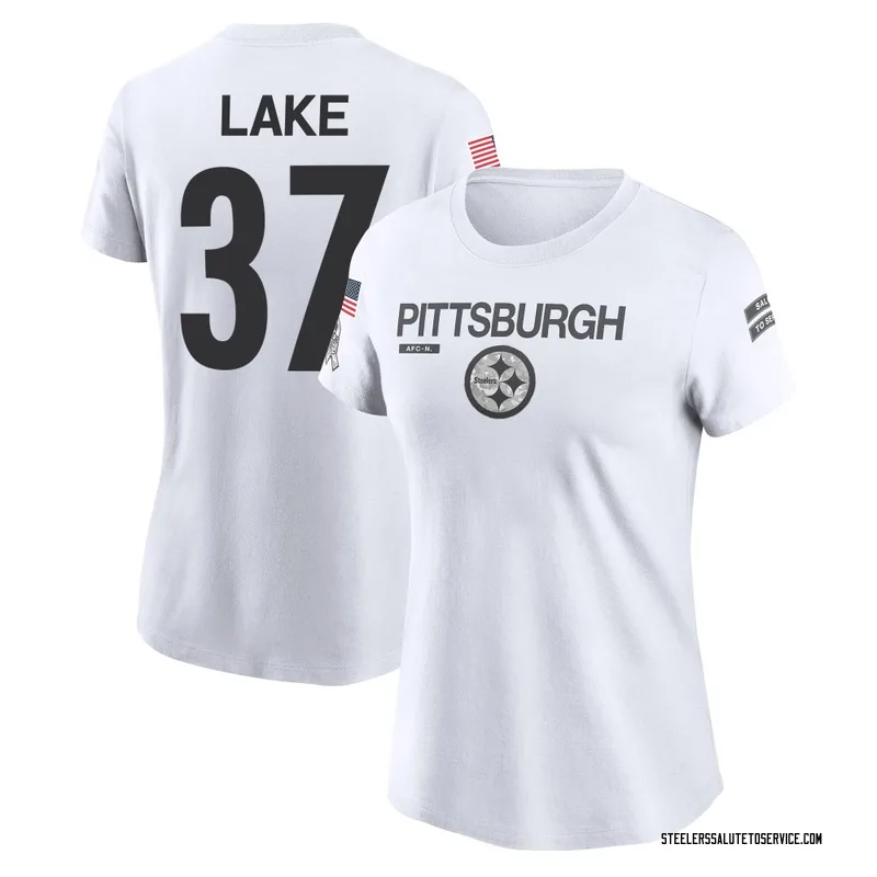 Women's Carnell Lake Pittsburgh Steelers Legend White 2024 Salute to Service Performance T-Shirt