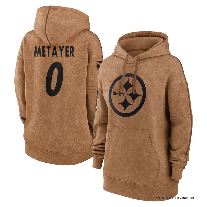Women's Chamon Metayer Pittsburgh Steelers Brown 2023 Salute To Service Pullover Hoodie