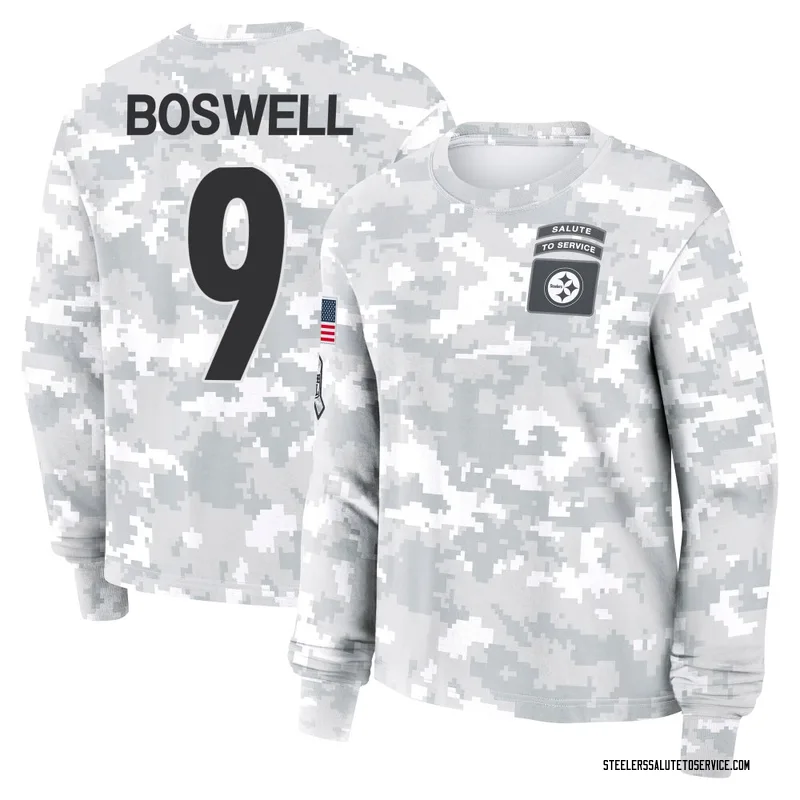 Women's Chris Boswell Pittsburgh Steelers Camo Arctic 2024 Salute to Service Long Sleeve T-Shirt