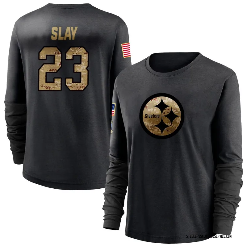 Women's Darius Slay Pittsburgh Steelers Black 2020 Salute To Service Sideline Performance Long Sleeve T-Shirt